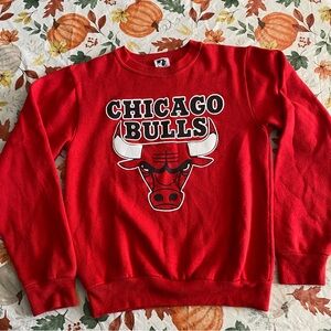 Vintage 90's Chicago Bulls Crewneck Red Sweatshirt Youth Size Large